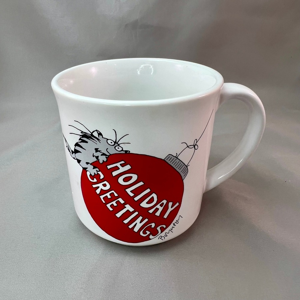 Vintage Sandra Boynton Holiday Greetings Cat Christmas Mug Recycled Paper Japan